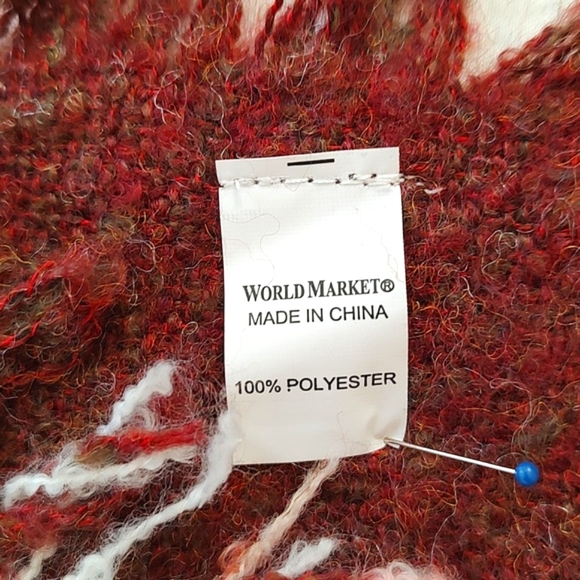 World Market Plaid Knit Cowl Neck Poncho Blanket Cape - Picture 6 of 10